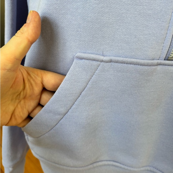 Danskin Lavender Mixed Rib Half-Zip Hoodie with Thumbholes Size Small - Picture 9 of 10